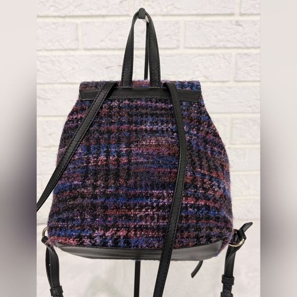 Kate Spade Emerson Fabric Jessa Tweed Backpack Burgundy/Multi 90's Inspired Bag - Picture 9 of 16